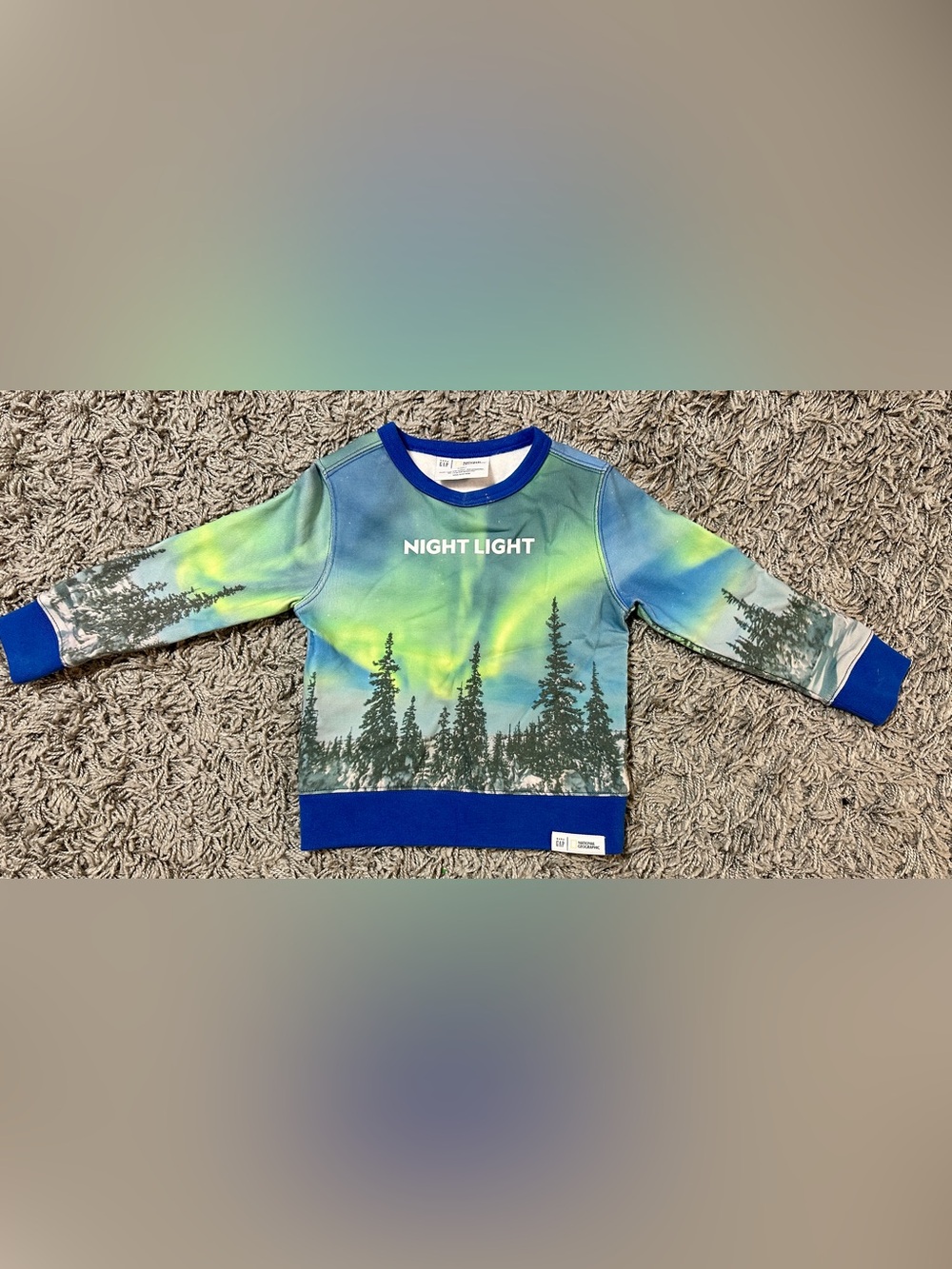 GAP Kids 'Night Light' Aurora Pullover Sweatshirt in Blue & Green
